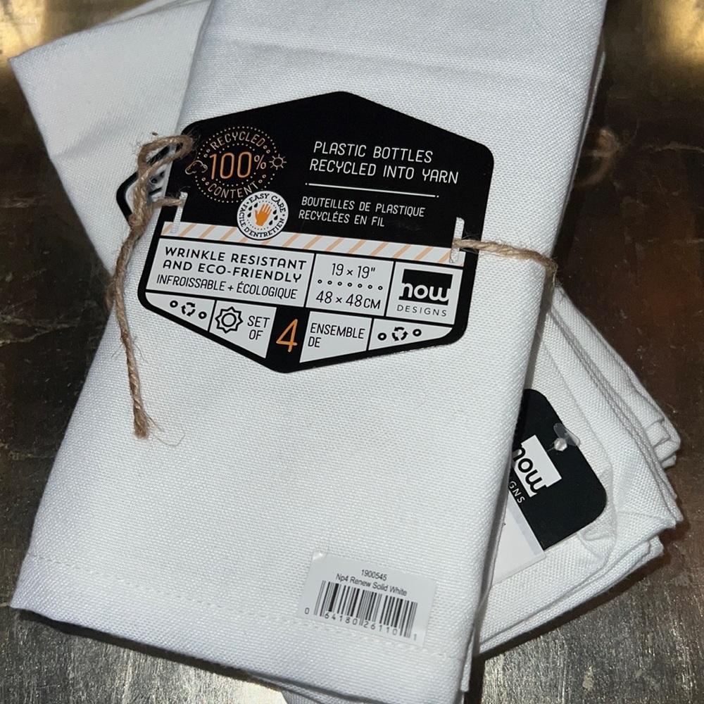 ECO-friendly/wrinkle resistant now DESIGNS 100% recycled content napkins-NWT